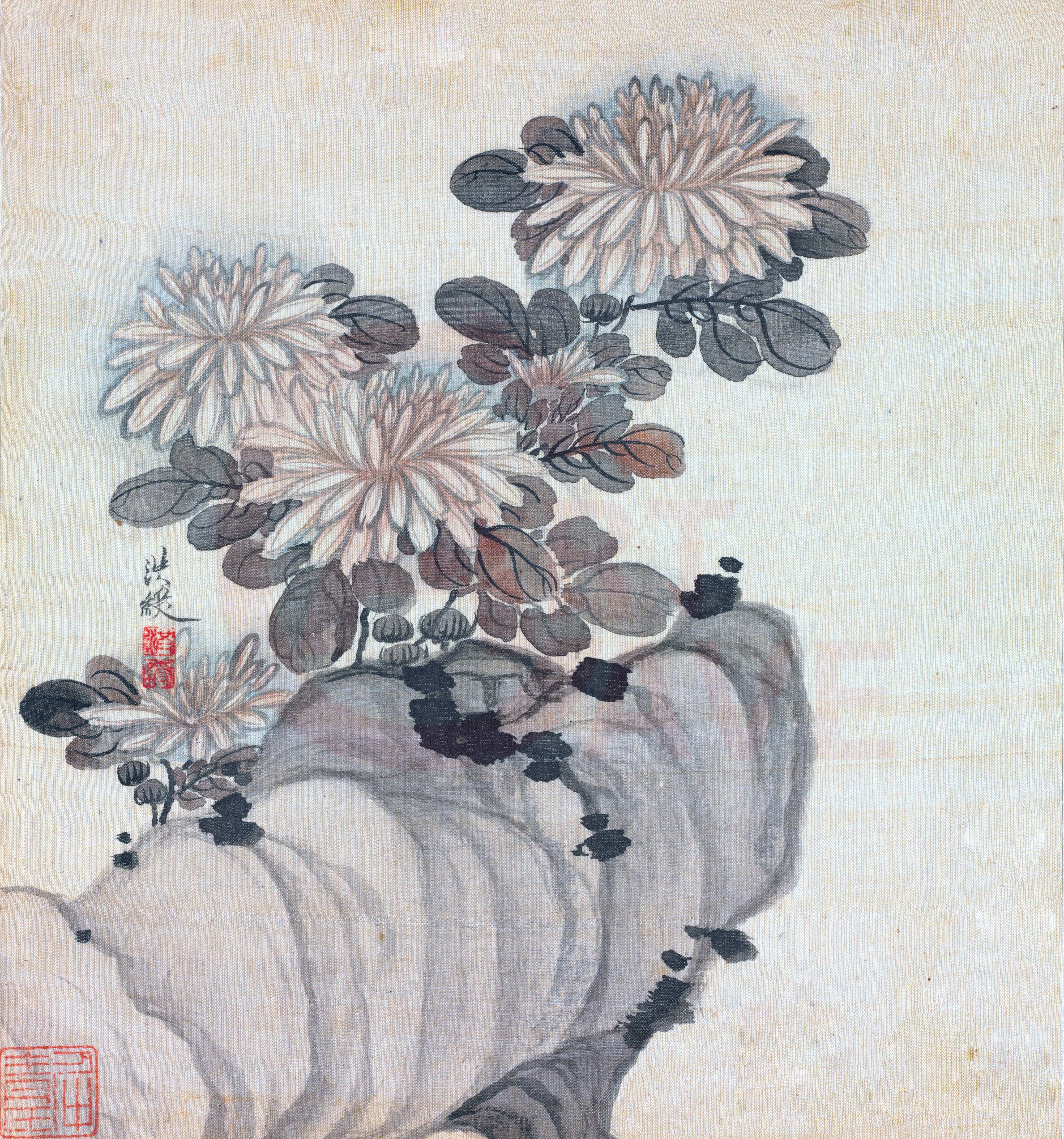 Chen Hongshou Chrysanthemum and Rock Digital Print Product Photo