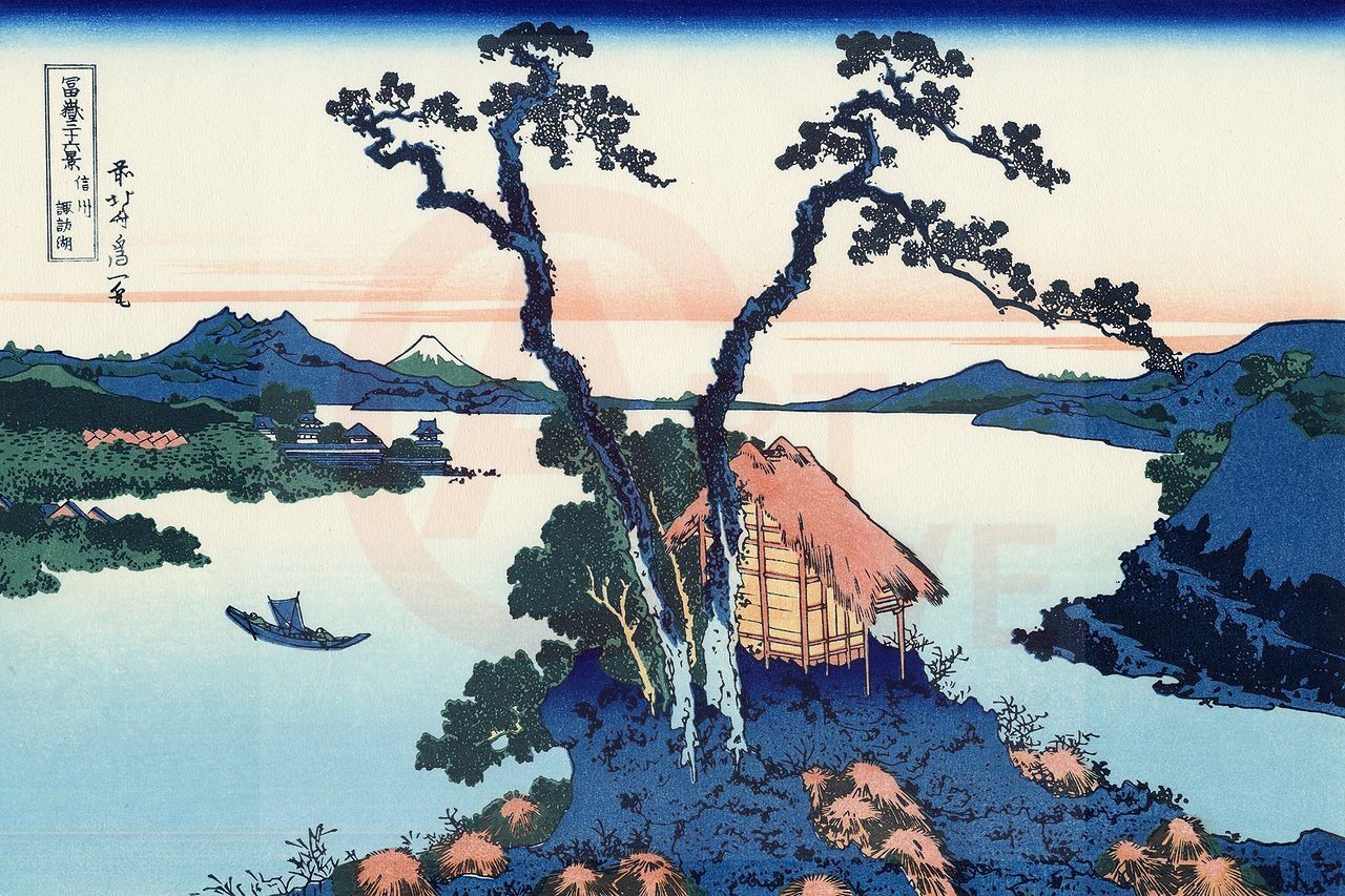 Hokusai, Lake Suwain in the Shinano Province Digital Print Product Photo